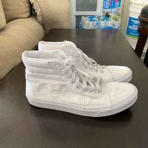 All white high top vans